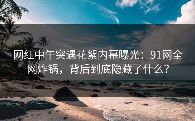 网红中午突遇花絮内幕曝光：91网全网炸锅，背后到底隐藏了什么？