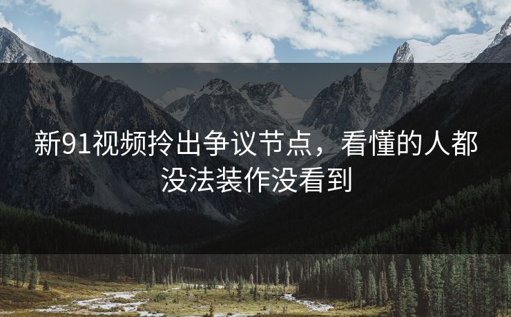 新91视频拎出争议节点，看懂的人都没法装作没看到