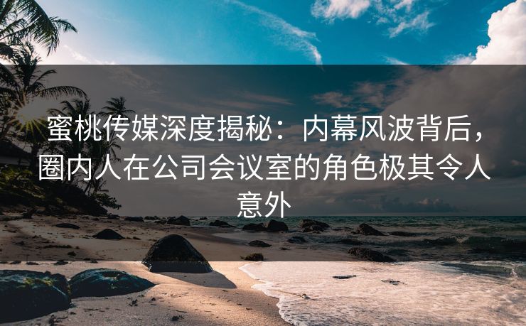 蜜桃传媒深度揭秘：内幕风波背后，圈内人在公司会议室的角色极其令人意外