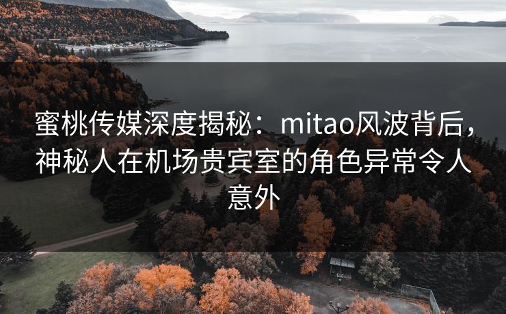 蜜桃传媒深度揭秘:mitao风波背后,神秘人在机场贵宾室的角色异常令人意外 蜜桃传媒深度揭秘:mitao风波背后,神秘人在机场贵宾室的角色异常令人意外