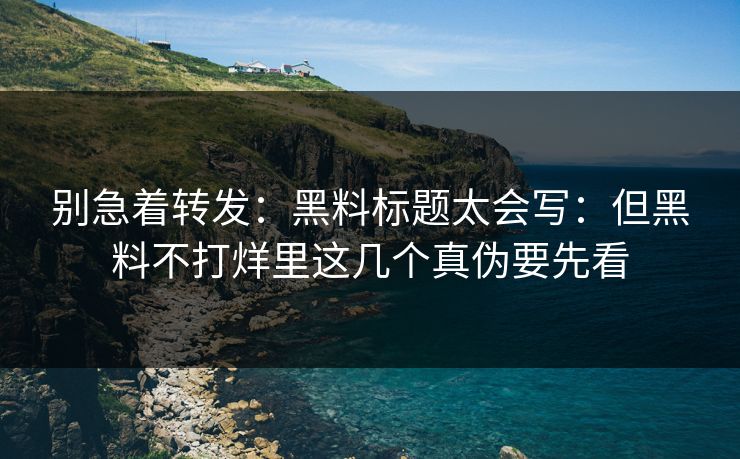 别急着转发:黑料标题太会写:但黑料不打烊里这几个真伪要先看 别急着转发:黑料标题太会写:但黑料不打烊里这几个真伪要先看